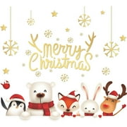 Christmas Wall Stickers Santa Claus Elk Wall Decals Removable DIY Snowman Wall Decor Christmas Party Window Playroom Bedroom Classroom Living Room